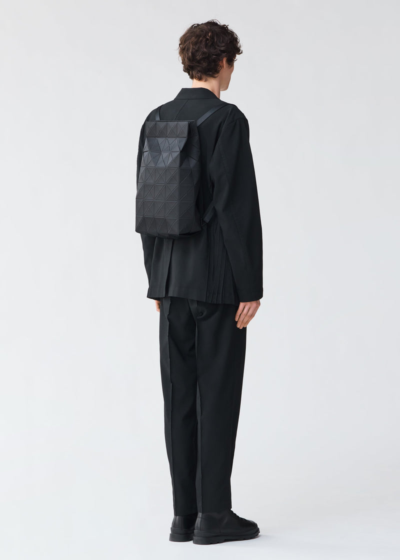 A model wears the BAO BAO ISSEY MIYAKE TRACK backpack.