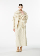 SUPER 140 WOOL FRINGE Stole Off White
