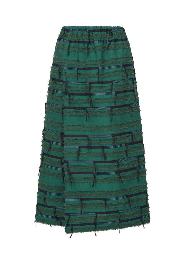 A product shot of the HAAT  FRINGE MIXED skirt in green (62)