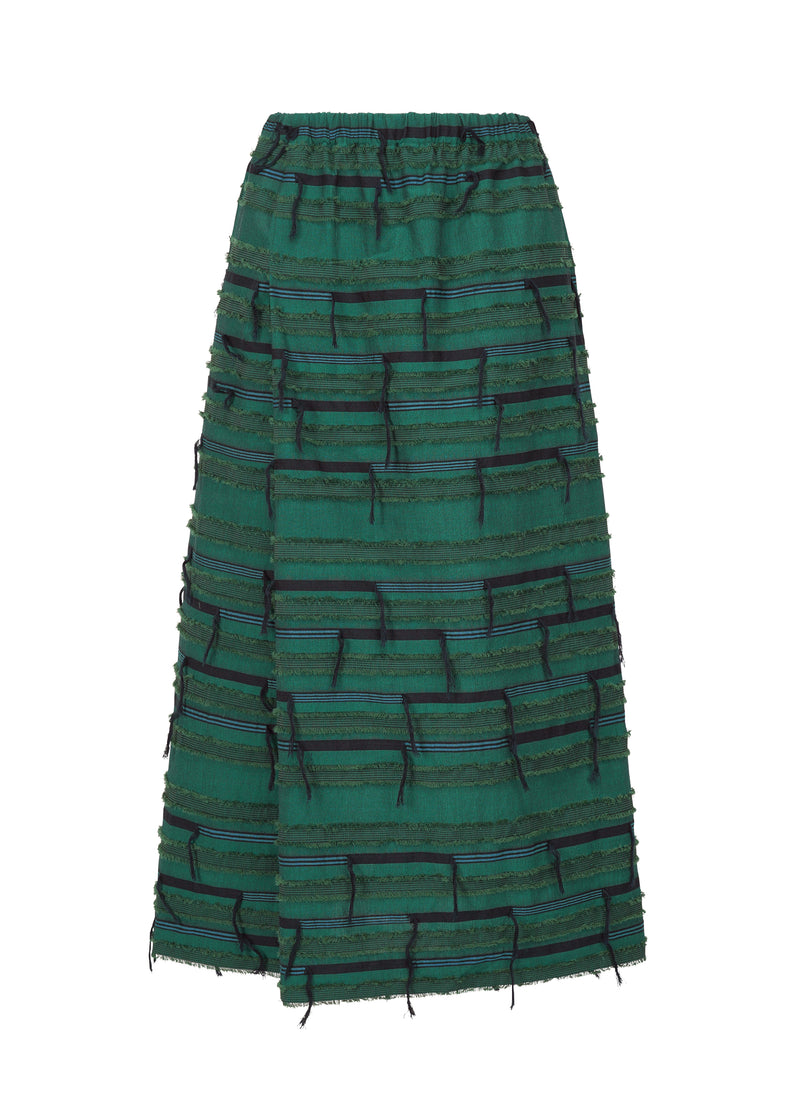 A product shot of the HAAT  FRINGE MIXED skirt in green (62)