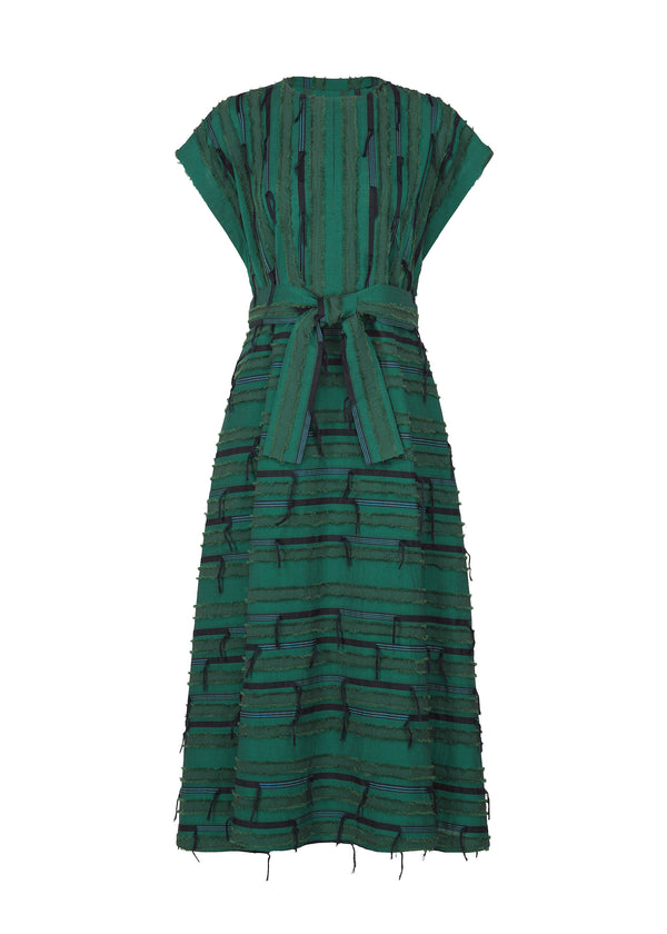 A product shot of the HAAT  FRINGE MIXED dress in green (62)