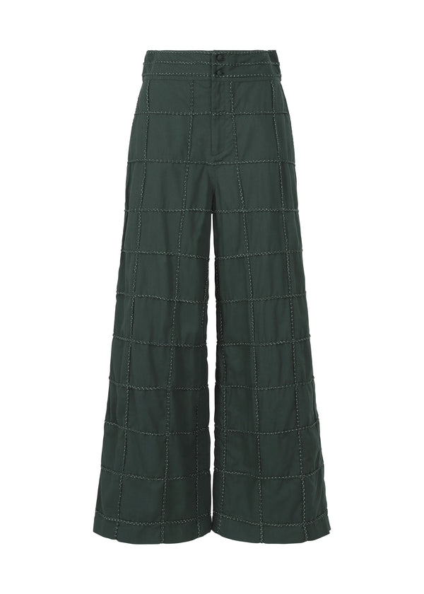 A product shot of the HAAT  GLIMMERED DOT trousers in dark green (64)