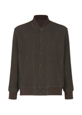 A product shot of the HOMME PLISSÉ ISSEY MIYAKE KERSEY PLEATS jacket in brown (44).