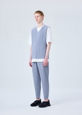 A model wears the HOMME PLISSÉ ISSEY MIYAKE MC AUGUST vest