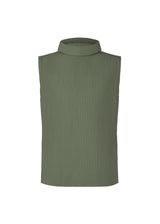 A product shot of the HOMME PLISSÉ ISSEY MIYAKE MC OCTOBER vest in moss green (63).