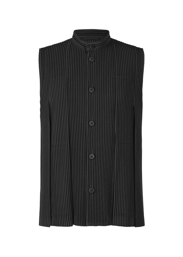 A product shot of the HOMME PLISSÉ ISSEY MIYAKE  TUCKED vest in black (15)