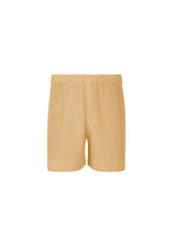 A product shot of the HOMME PLISSÉ ISSEY MIYAKE  MC JULY shorts in vanilla beige (42)