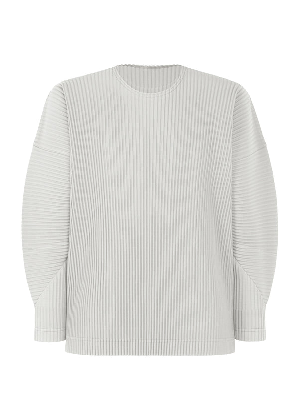 A product shot of the HOMME PLISSÉ ISSEY MIYAKE  TUCKED top in light grey (11)