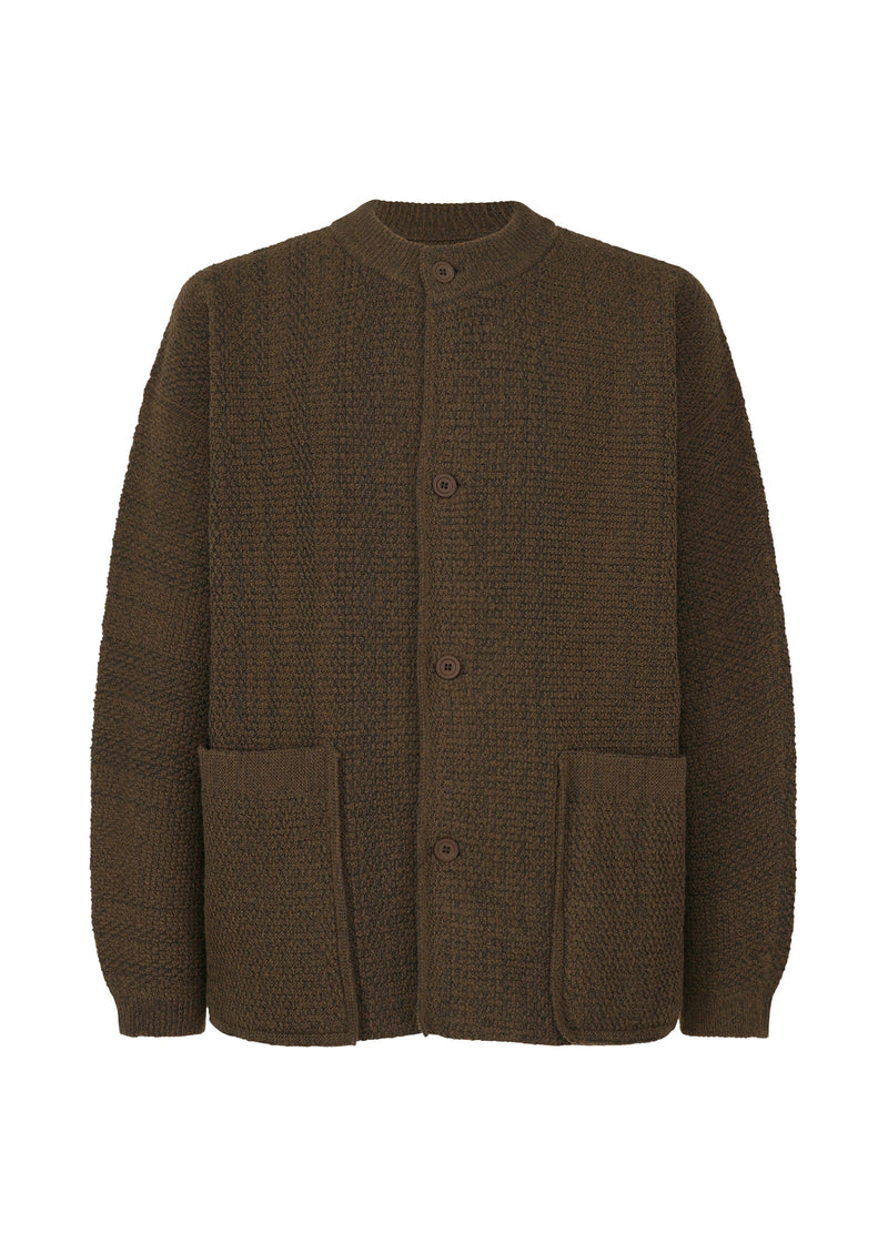 A product shot of the HOMME PLISSÉ ISSEY MIYAKE RUSTIC KNIT jacket in brown (44).