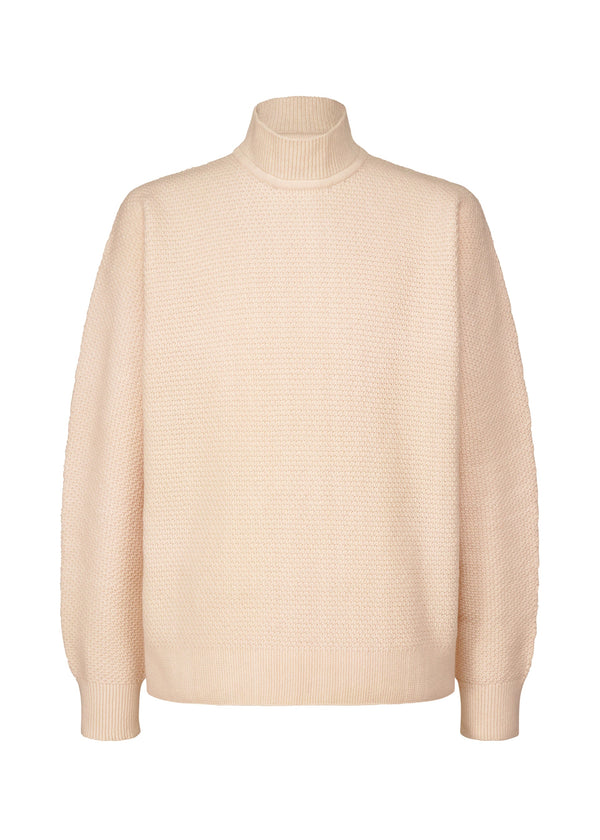 A product shot of the HOMME PLISSÉ ISSEY MIYAKE RUSTIC KNIT top in light pink (21).