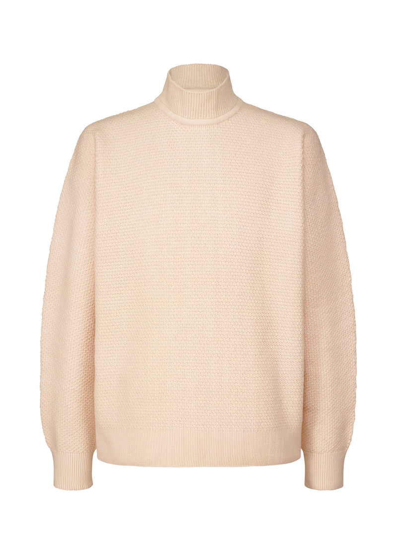 A product shot of the HOMME PLISSÉ ISSEY MIYAKE RUSTIC KNIT top in light pink (21).