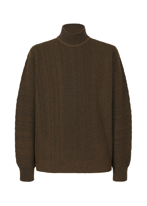 A product shot of the HOMME PLISSÉ ISSEY MIYAKE RUSTIC KNIT top in brown (44).