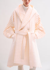 PLEATED GRID Coat Off White