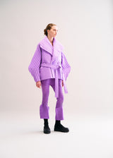 PLEATED GRID Coat Purple