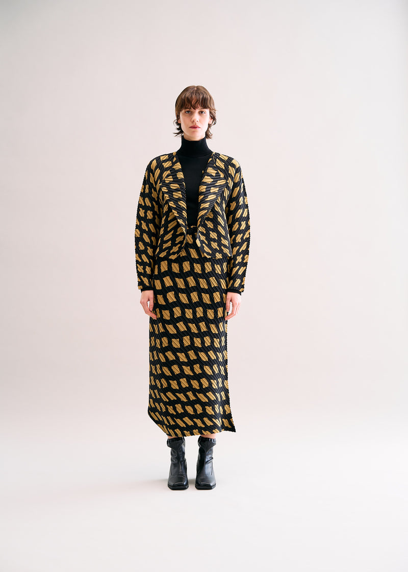 REITERATION PLEATS Cardigan Ochre-Hued