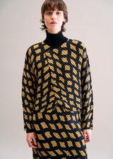 REITERATION PLEATS Cardigan Ochre-Hued