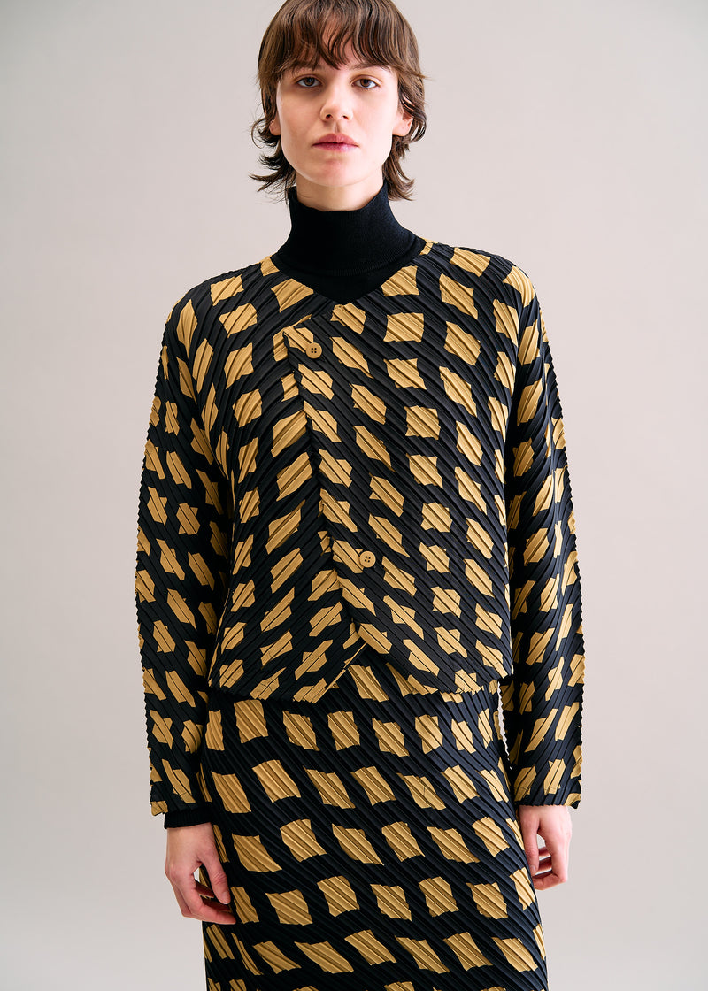REITERATION PLEATS Cardigan Ochre-Hued