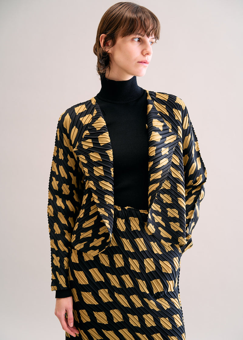 REITERATION PLEATS Cardigan Ochre-Hued