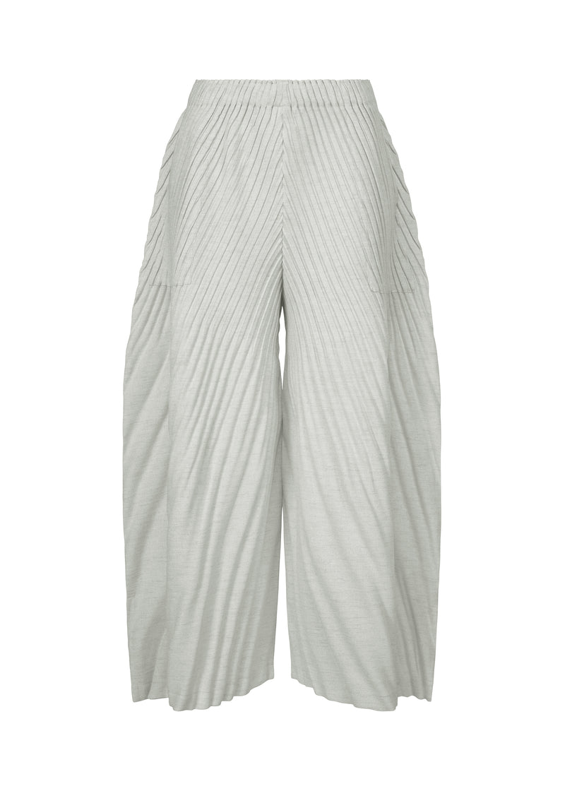 LINEN LIKE PLEATS Wide-leg Trousers Light Grey | ISSEY MIYAKE 