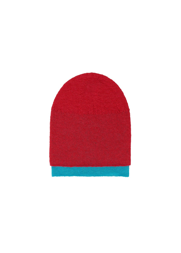 A product shot of the ISSEY MIYAKE INTERPLAY BEANIE hat in red-hued (27).