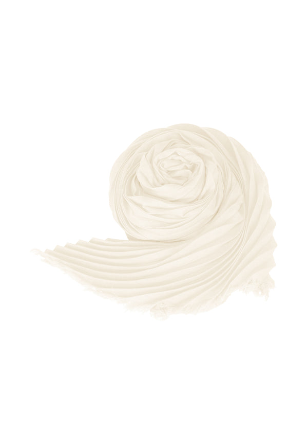 A product shot of the ISSEY MIYAKE  SILK WOOL PLEATS STOLE stole in frost white (05)