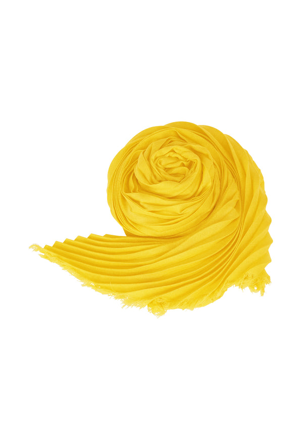 A product shot of the ISSEY MIYAKE  SILK WOOL PLEATS STOLE stole in patrinia yellow (58)