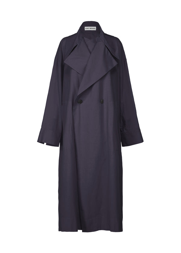 A product shot of the ISSEY MIYAKE  KHADI LAYERED coat in midnight navy (79)