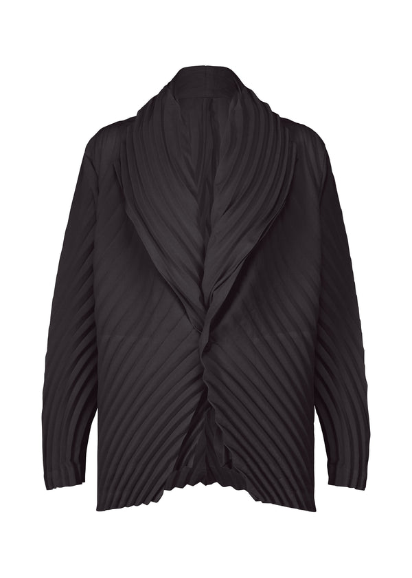 A product shot of the ISSEY MIYAKE  WRAPPED PLEATS jacket in midnight navy (79)