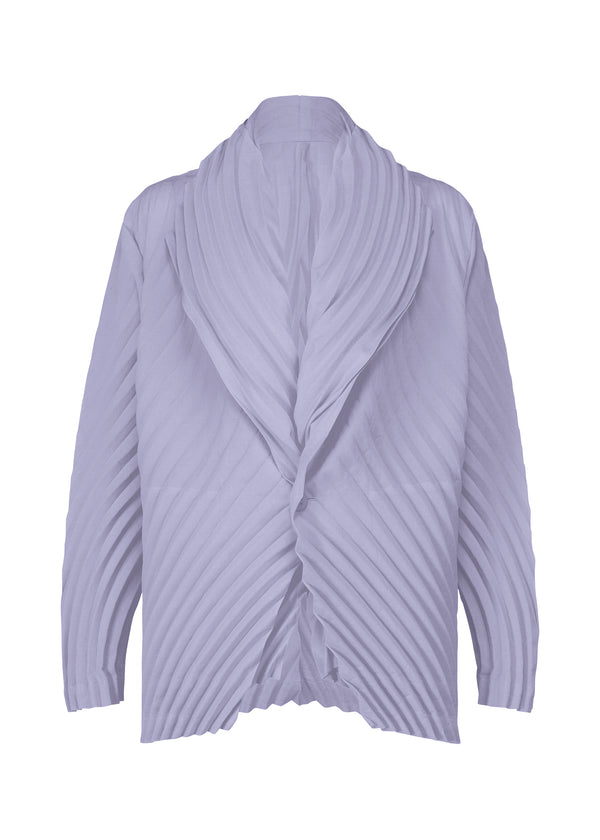 A product shot of the ISSEY MIYAKE  WRAPPED PLEATS jacket in asagao purple (85)