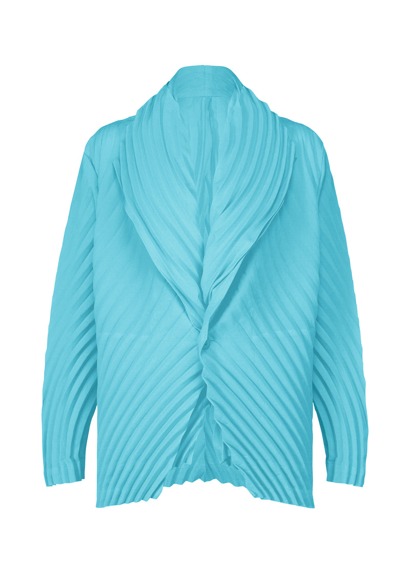 A product shot of the ISSEY MIYAKE  WRAPPED PLEATS jacket in sky blue (70)