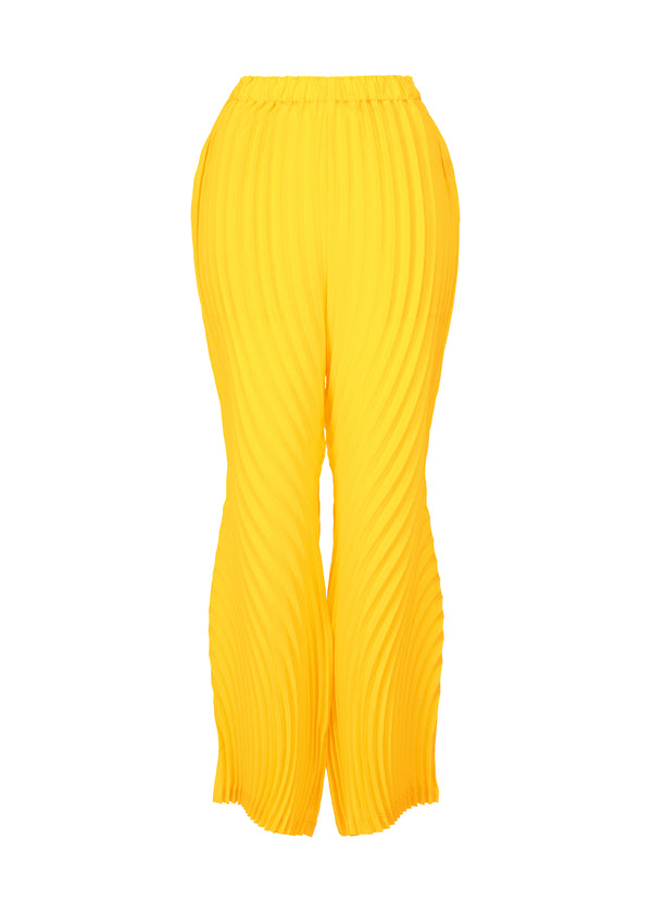 A product shot of the ISSEY MIYAKE  WRAPPED PLEATS trousers in patrinia yellow (58)