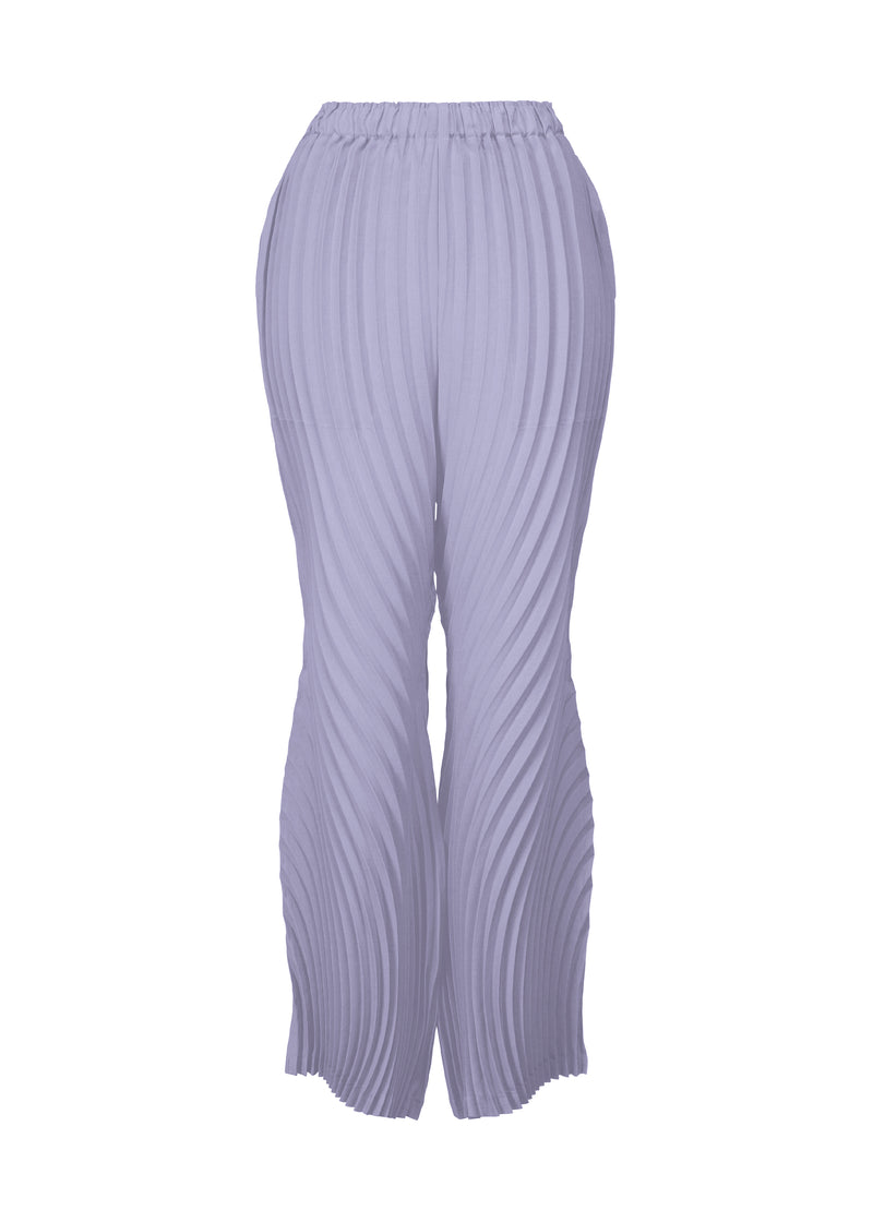 A product shot of the ISSEY MIYAKE  WRAPPED PLEATS trousers in asagao purple (85)