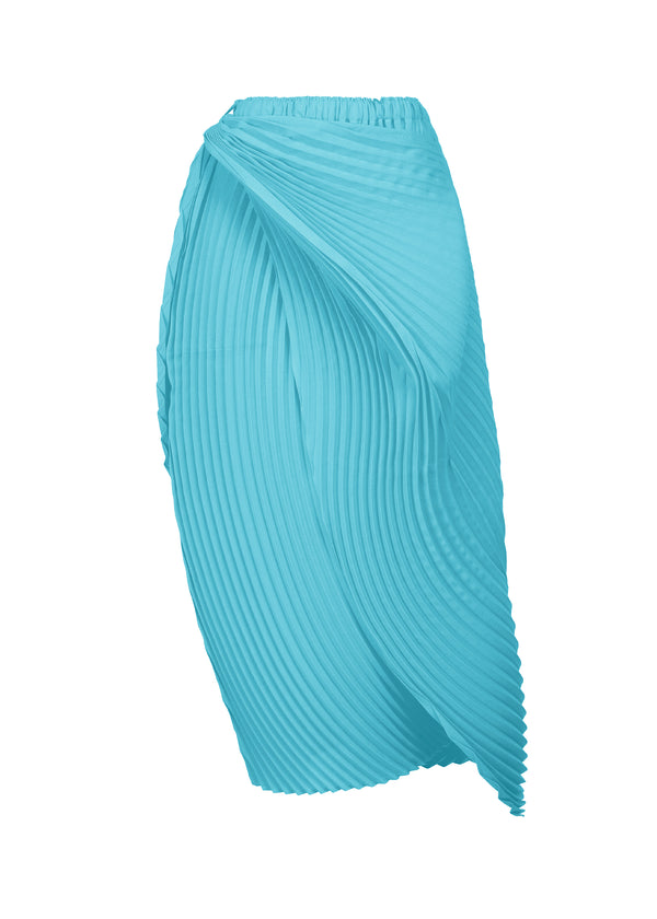 A product shot of the ISSEY MIYAKE  WRAPPED PLEATS skirt in sky blue (70)