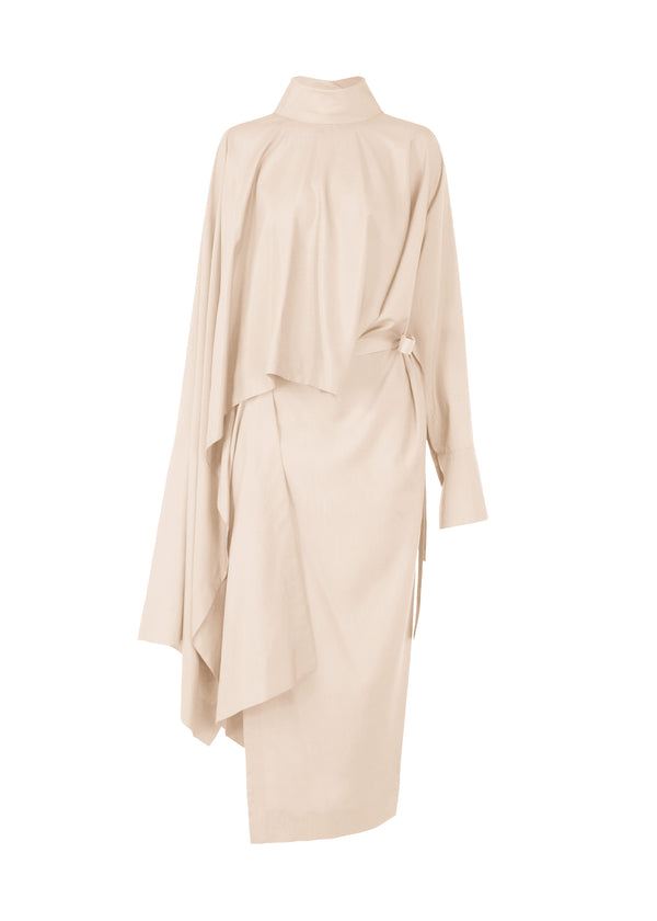 A product shot of the ISSEY MIYAKE  ENCLOTHE SILK dress in moon white (06)