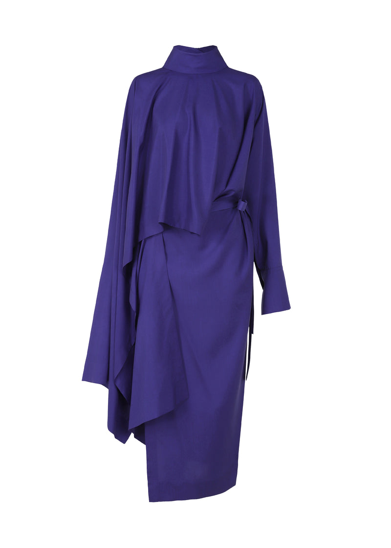 A product shot of the ISSEY MIYAKE  ENCLOTHE SILK dress in dawn blue (78)