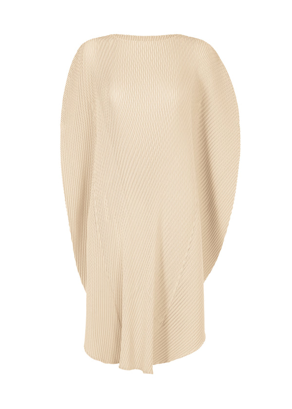 A product shot of the ISSEY MIYAKE  ORBICULAR PLEATS dress in moon white (06)