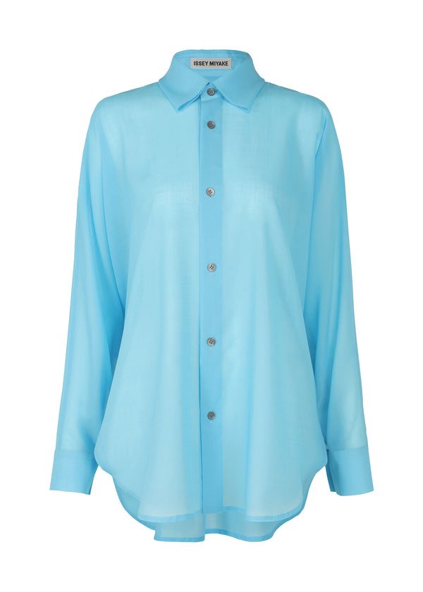 A product shot of the ISSEY MIYAKE  SHEER WOOL shirt in sky blue (70)