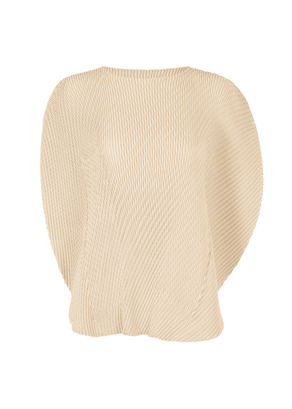 A product shot of the ISSEY MIYAKE  ORBICULAR PLEATS top in moon white (06)