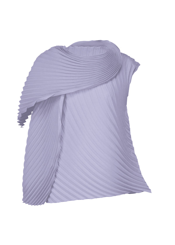 A product shot of the ISSEY MIYAKE  WRAPPED PLEATS top in asagao purple (85)