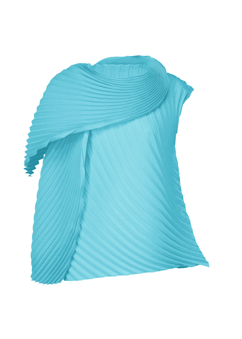 A product shot of the ISSEY MIYAKE  WRAPPED PLEATS top in sky blue (70)