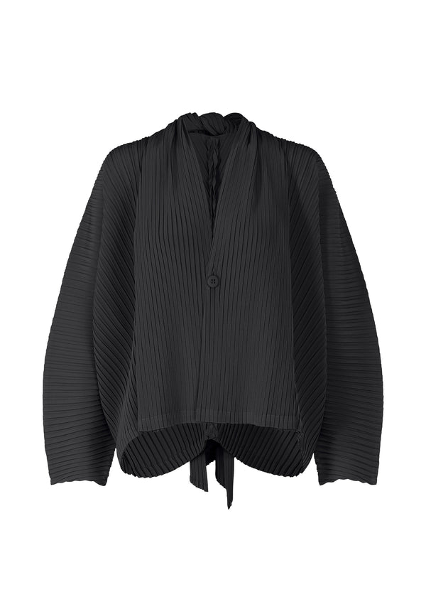 A product shot of the ISSEY MIYAKE VIGOR PLEATS SOLID cardigan in black (15).