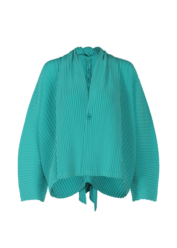 A product shot of the ISSEY MIYAKE VIGOR PLEATS SOLID cardigan in twilight blue (74).