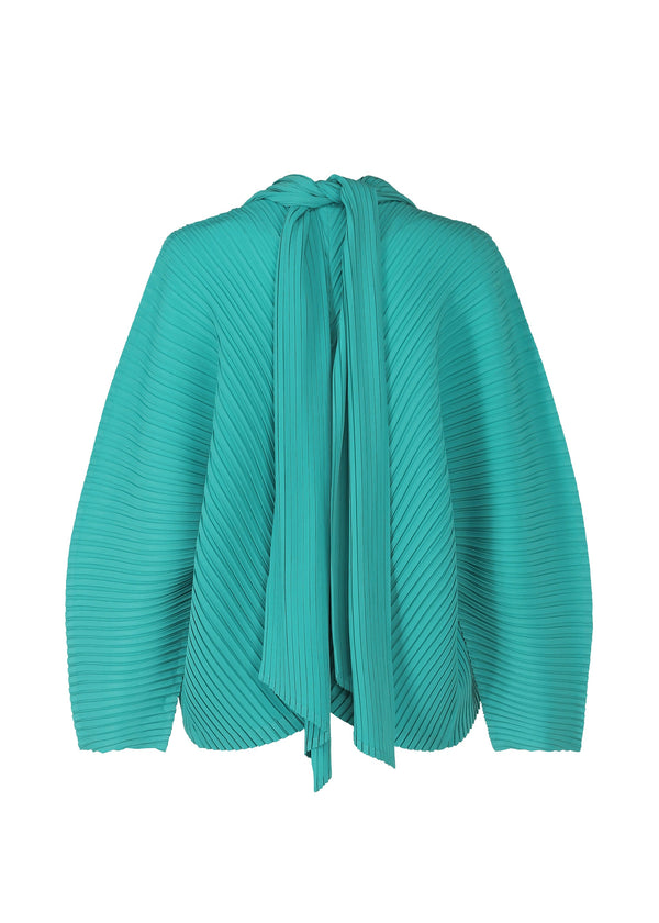 A detail shot of the ISSEY MIYAKE VIGOR PLEATS SOLID cardigan.