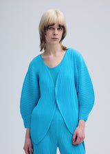 LEAF PLEATS Cardigan Sky Blue