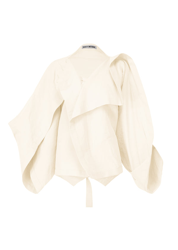 A product shot of the ISSEY MIYAKE  ENCLOTHE cardigan in frost white (05)