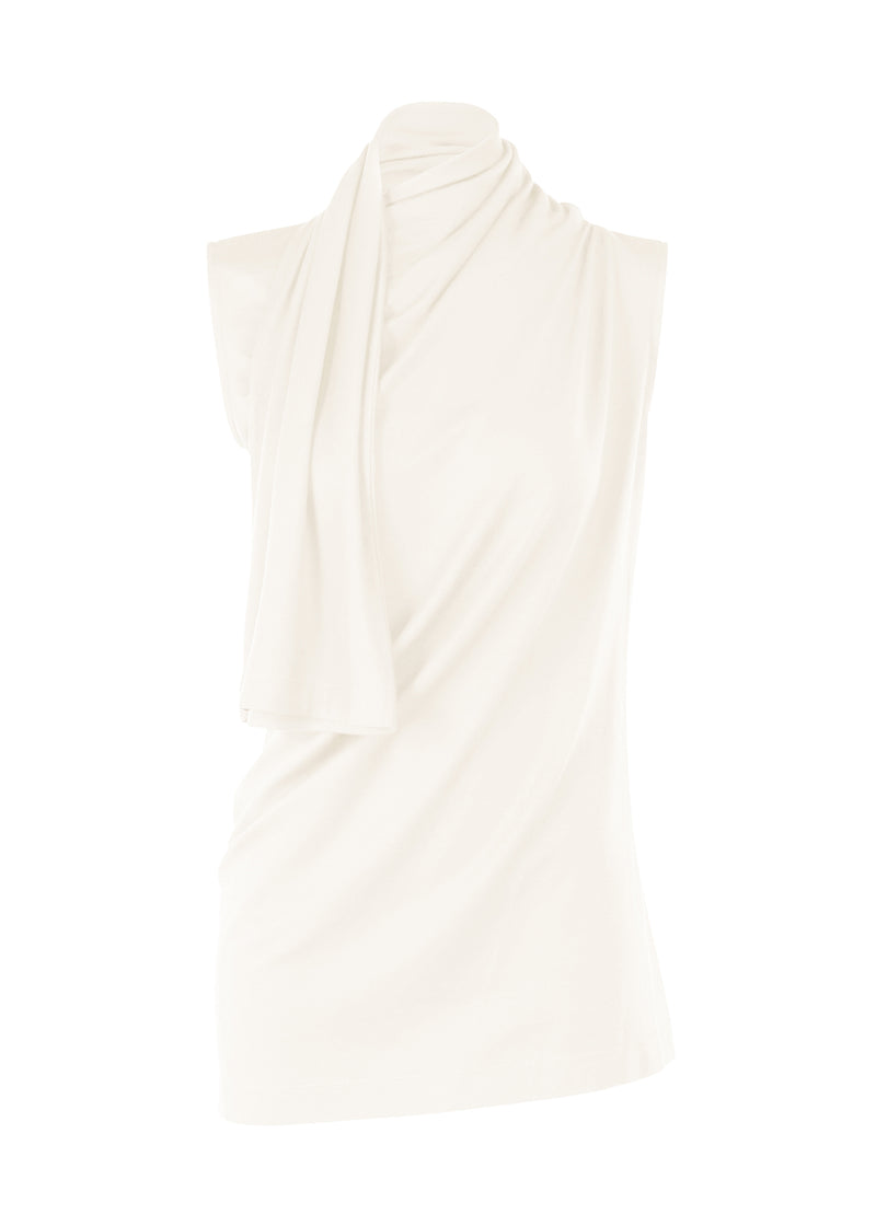 A product shot of the ISSEY MIYAKE  WIND SMOOTH JERSEY top in frost white (05)