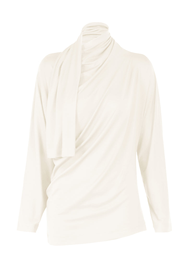 A product shot of the ISSEY MIYAKE  WIND SMOOTH JERSEY top in frost white (05)