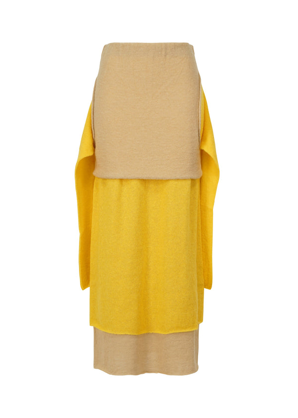 A product shot of the ISSEY MIYAKE INTERPLAY skirt in yellow-hued (57).