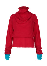 A product shot of the ISSEY MIYAKE INTERPLAY top in red-hued (27).