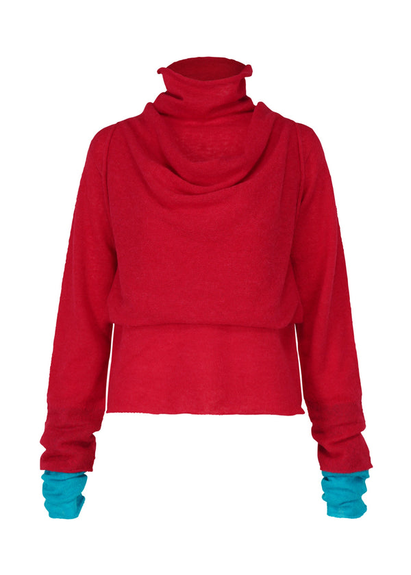 A product shot of the ISSEY MIYAKE INTERPLAY top in red-hued (27).